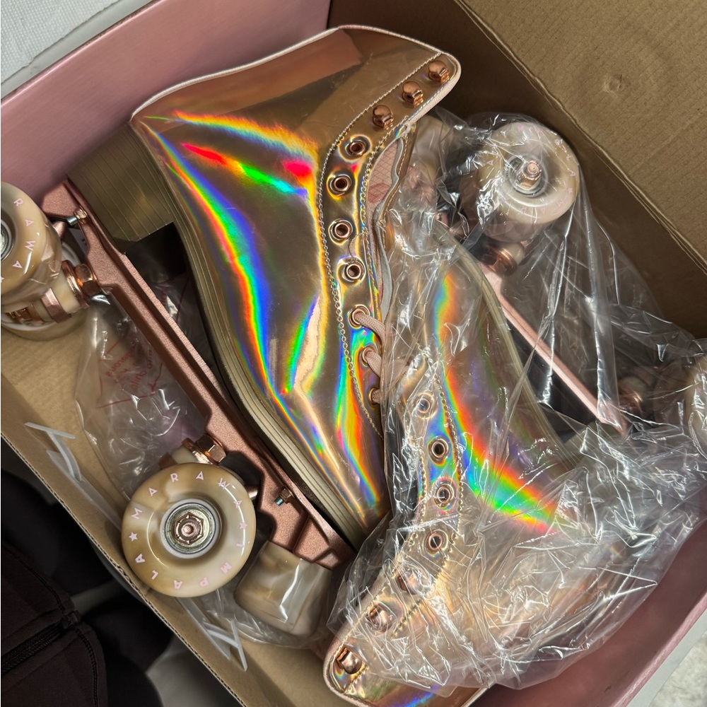 Holographic Rose Gold Women's Roller Mules